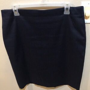 Ann Taylor Navy Blue Pin Striped Pleated Back Slit Skirt-Size 12